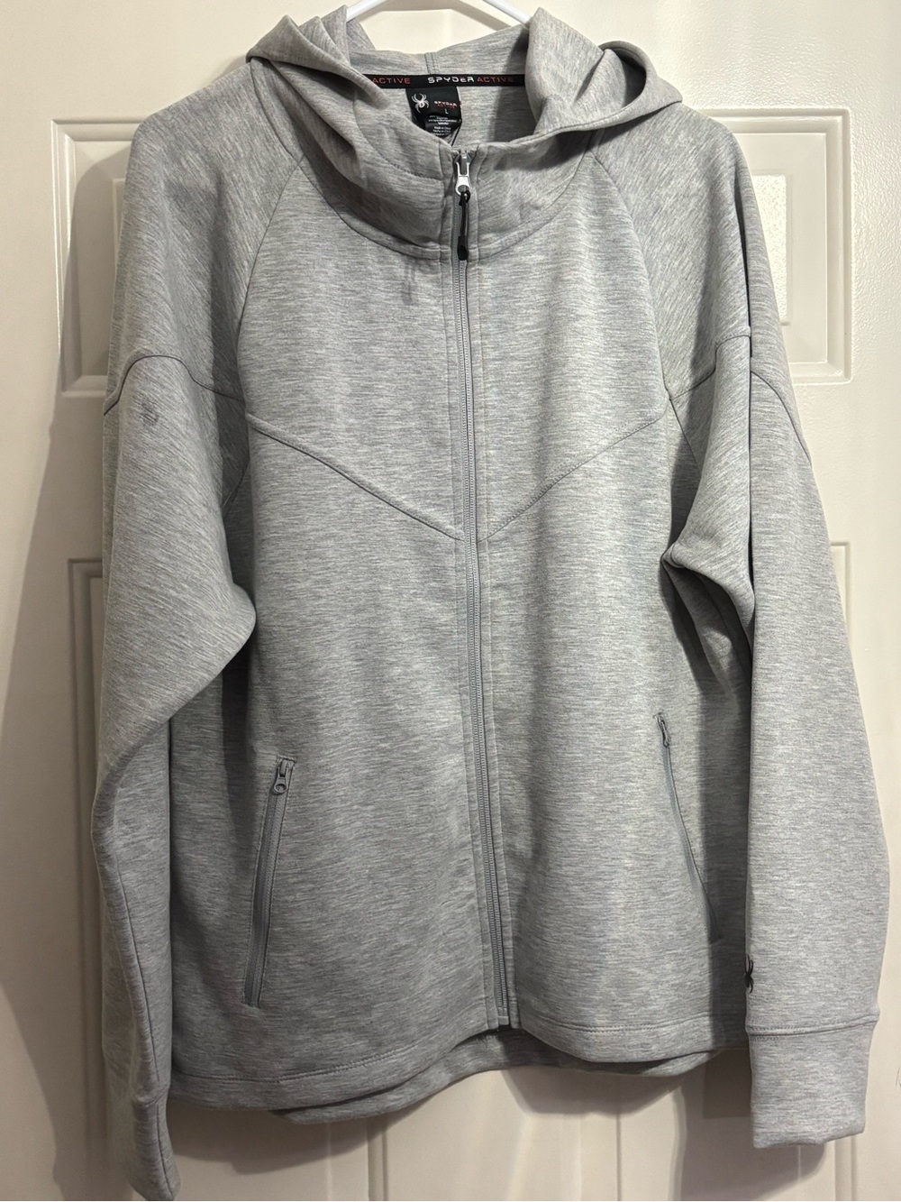 Spyder Women's Heather Gray Full-Zip Hooded Bomber Jacket